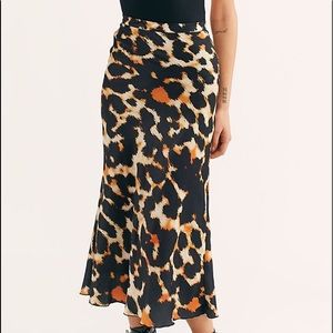 Free People Kendall Satin MIDI Skirt
